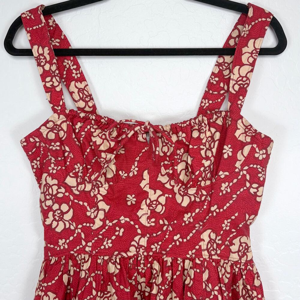 Free People Laters Baby Floral Midi Dress in Red Size XS - Picture 4 of 16